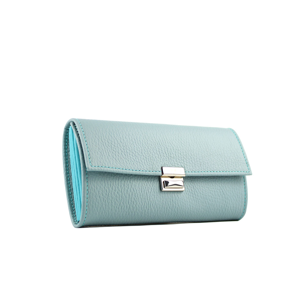 Elli Minze Aqua – mintfarbenes Leder-Portemonnaie mit hellblauem Stich
