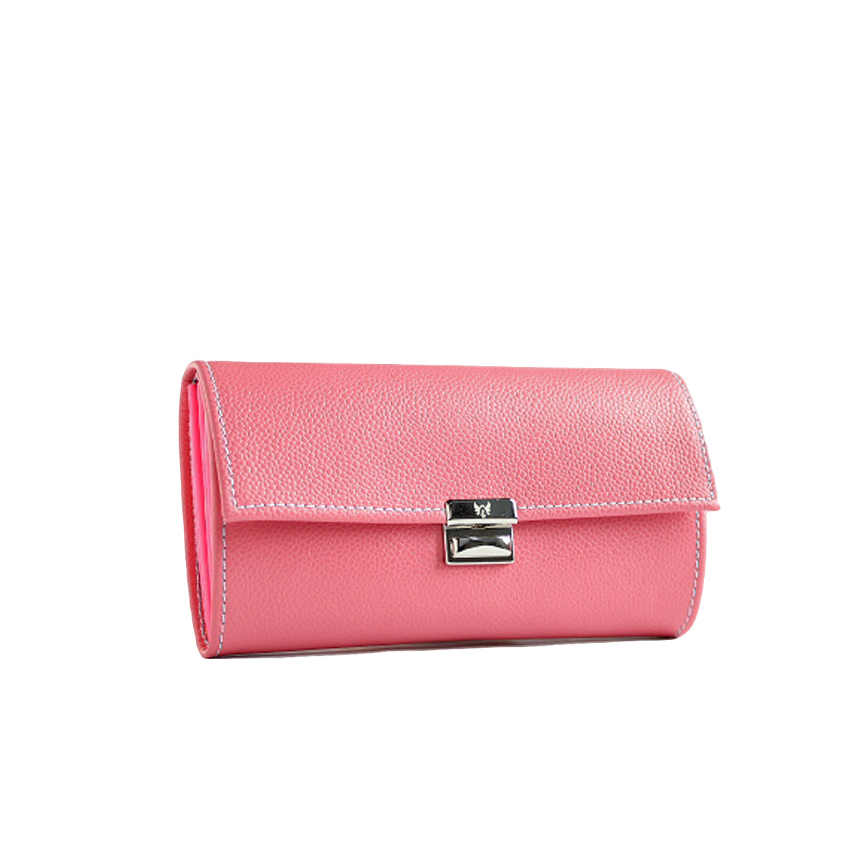 Ausgefallenes, hochwertiges Leder-Portemonnaie Elli Peony in leuchtendem Peony Pink mit feiner Prägung