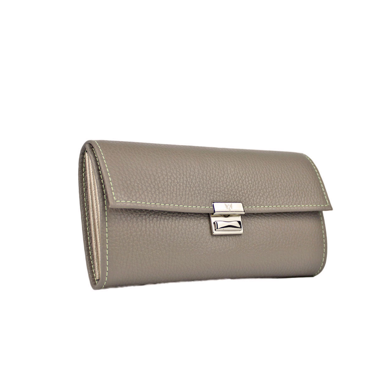 Elegantes Damen-Portemonnaie aus hochwertigem italienischem Leder in warmem Grau