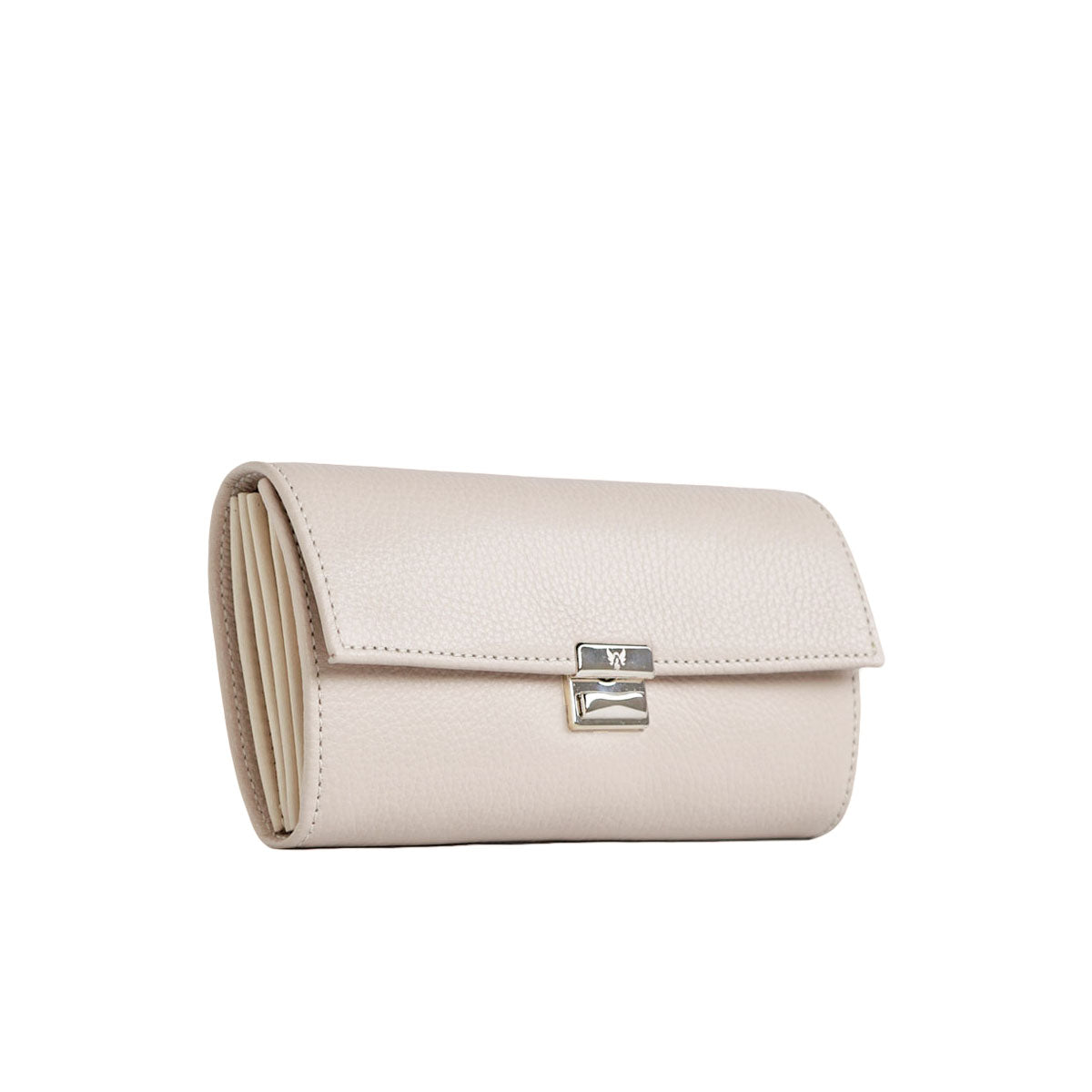 Handgefertigtes Leder-Portemonnaie für Damen in warmem Beige aus hochwertigem italienischem Leder