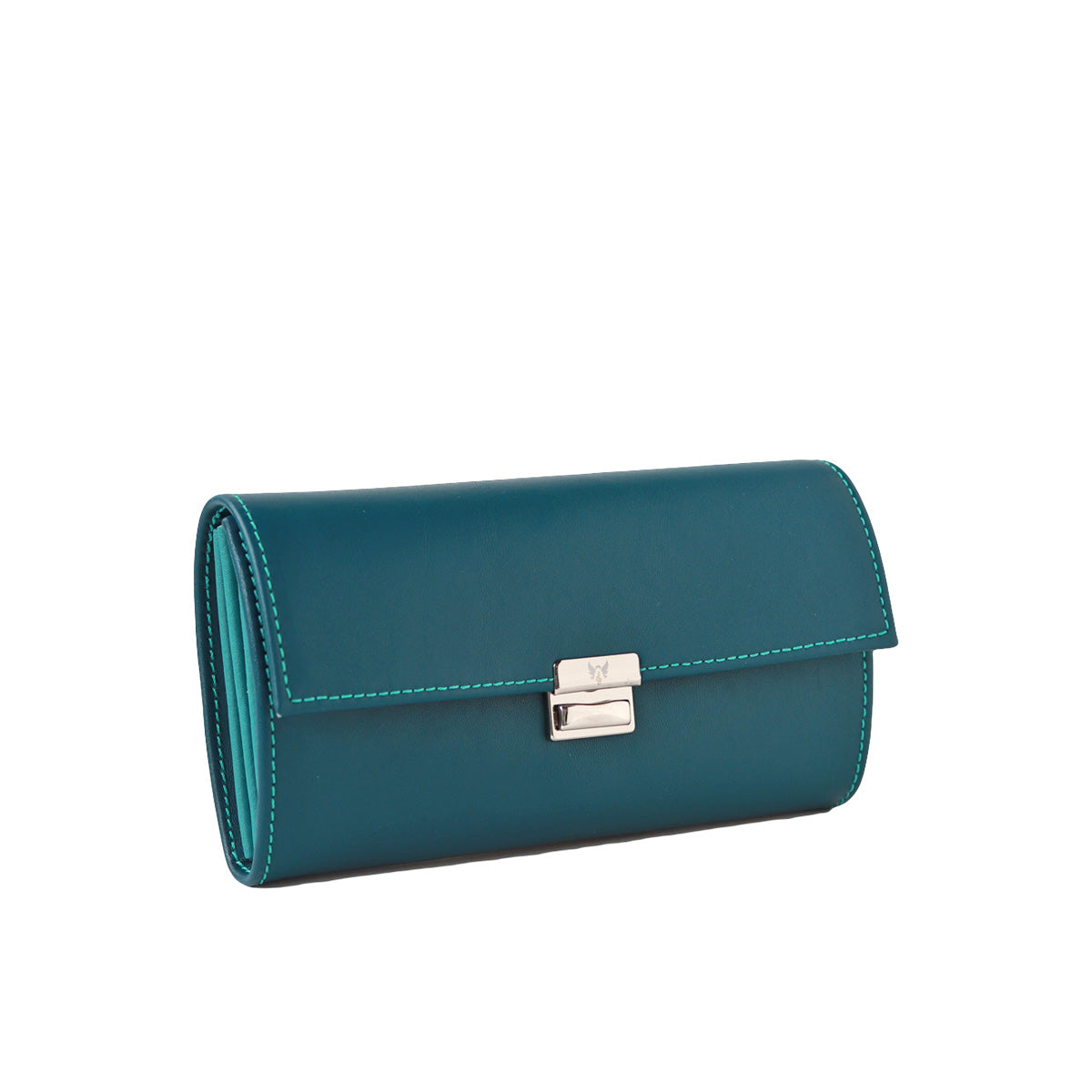 Leder-Portemonnaie Elli Petrol aus glattem italienischem Leder mit elegantem Petrolton