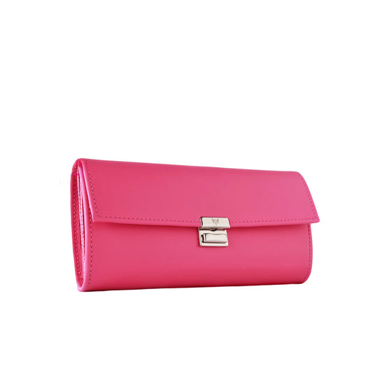 Ausgefallenes, hochwertiges Leder-Portemonnaie Elli Azalee in kräftigem Pink aus weichem Glattleder