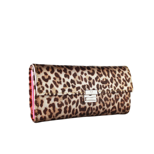 Ausgefallenes, hochwertiges Leder-Portemonnaie Elli Leo Pink mit Leopardenprint