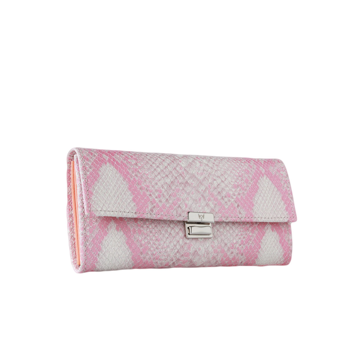 Ausgefallenes, hochwertiges Leder-Portemonnaie Elli Rosa Snake mit Schlangenprint in Rosa, Creme und Beige