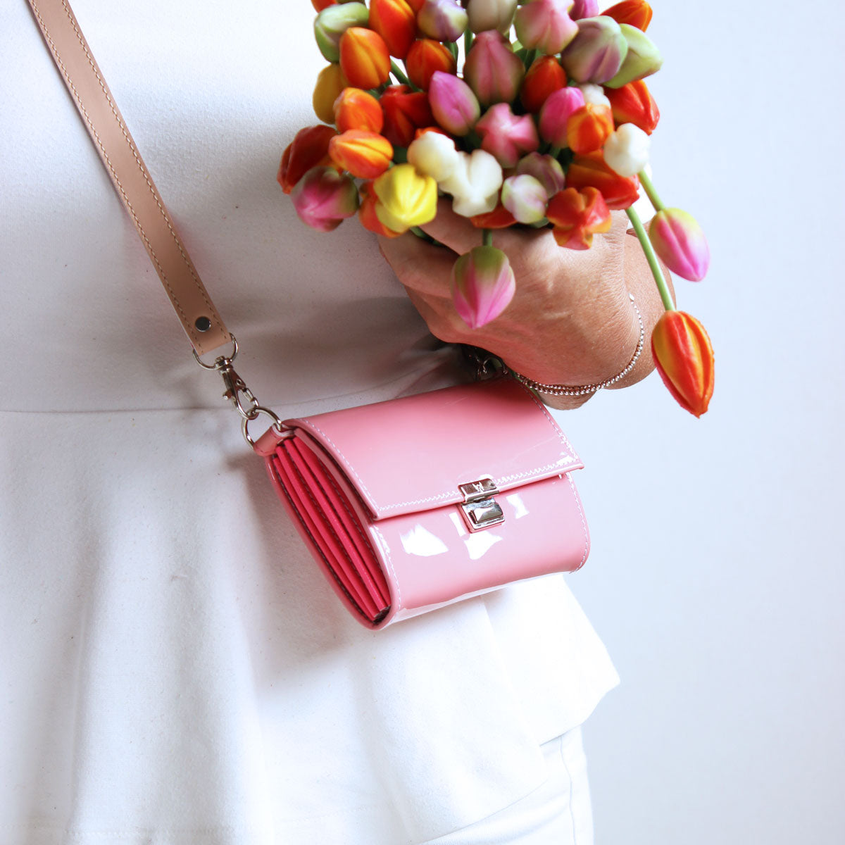 Riemen Natur Neon Pink