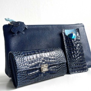 brillenetui kroko navy leder-blau-dunkelblau